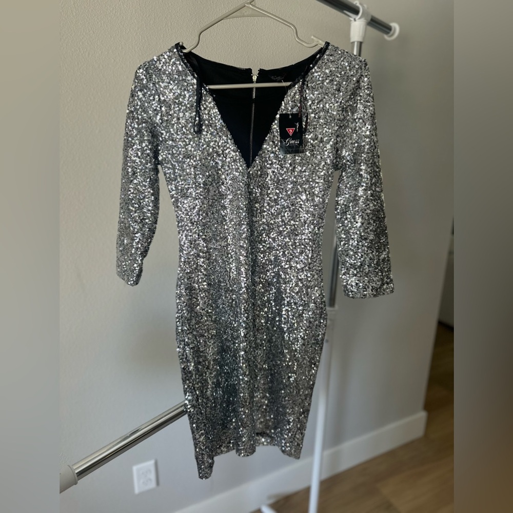 Guess Silver+black dress, Sparkle, Body Con, Designer, NEW